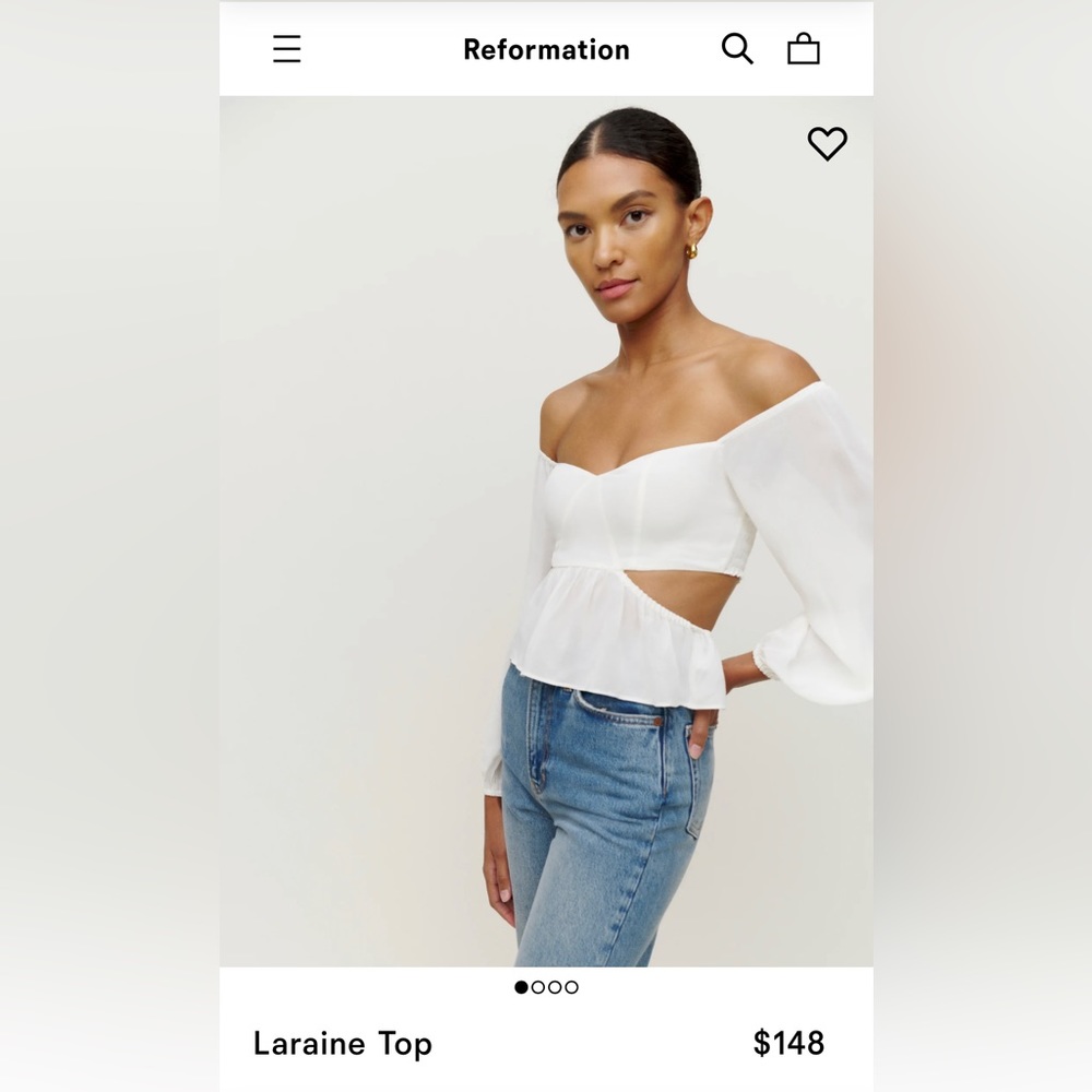 Reformation Laraine off the shoulder cutout top size 2